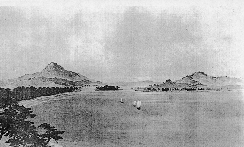明治初期の若松港の絵